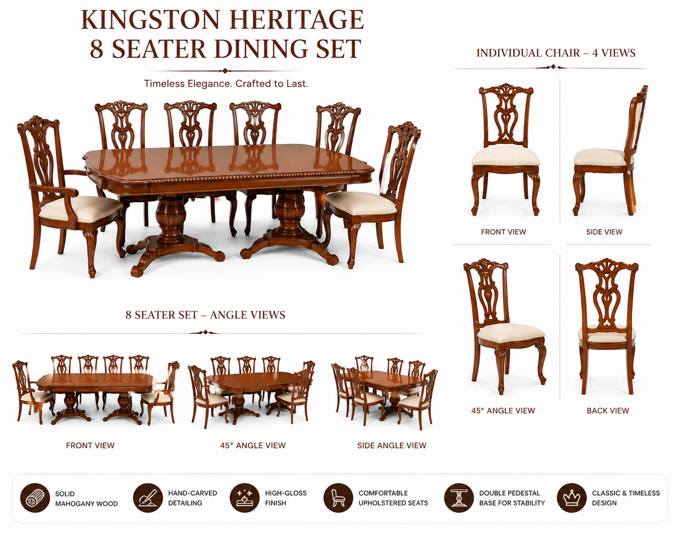 Kingston Heritage 8-Seater Dining Set - Image 5